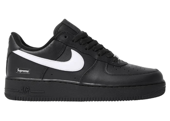 The Supreme x Nike Air Force 1 Low Black White Releases